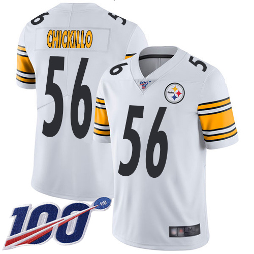 Men Pittsburgh Steelers Football #56 Limited White Anthony Chickillo Road 100th Season Nike NFL Jersey->women nfl jersey->Women Jersey